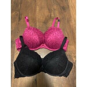 Torrid Push-up Plunge Bra Black And Pink Lace Lot Of 2 Women’s Size 40C